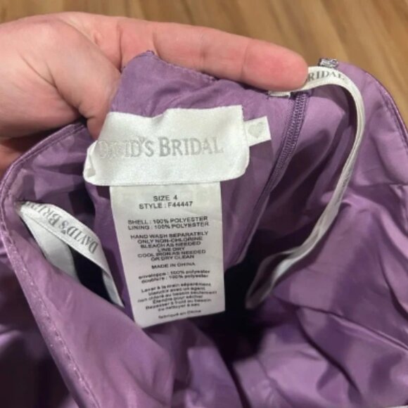 David's Bridal Lavender Strapless Sweetheart Dress Style F44447 Size 4 - Picture 3 of 3